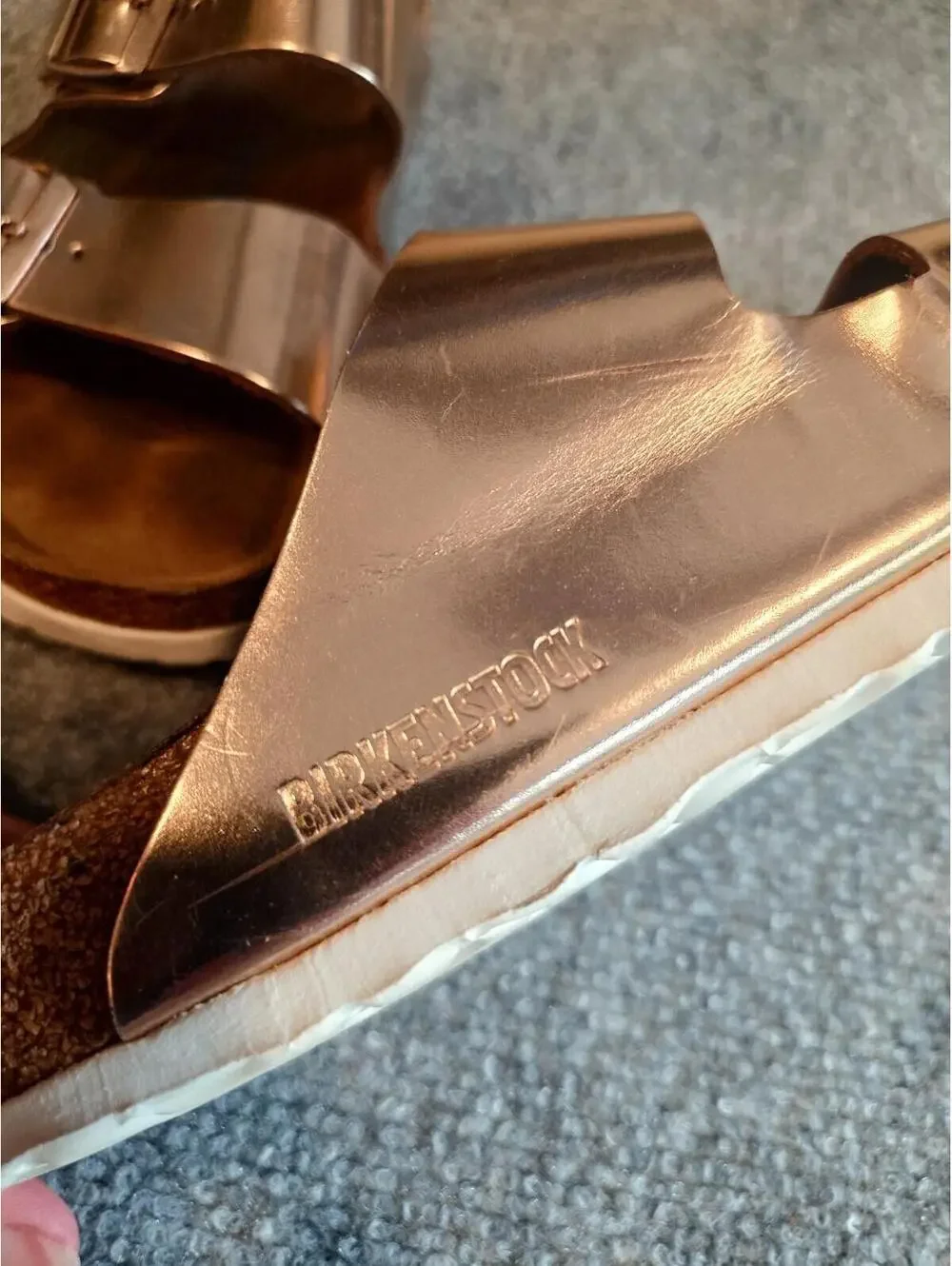 Birkenstock Metallic Copper Arizona BS Slip On Slide Sandals Sz 38 US 7-7.5 - Picture 8 of 12